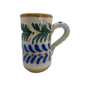 Vintage Art Pottery Mug Toledo Talavera Hand Painted‎ Signed 4" Spain